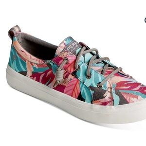 Sperry Blue and Pink Sneakers Vibrant Floral Design sz 7